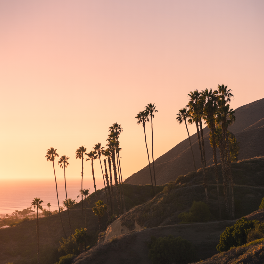 Mountain palm trees ocean highly thca